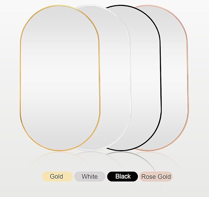 Oval LED Illuminated Bathroom Mirror, Wall-mounted Vanity Makeup Mirror with Demister Pad, 3 Dimmable Color Temperatures & Touch Control, Metal Frame Anti-Fog Lighted Wall Mirror ( Color : White Frame