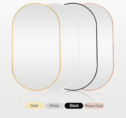 Oval LED Illuminated Bathroom Mirror, Wall-mounted Vanity Makeup Mirror with Demister Pad, 3 Dimmable Color Temperatures & Touch Control, Metal Frame Anti-Fog Lighted Wall Mirror ( Color : Rose Gold F