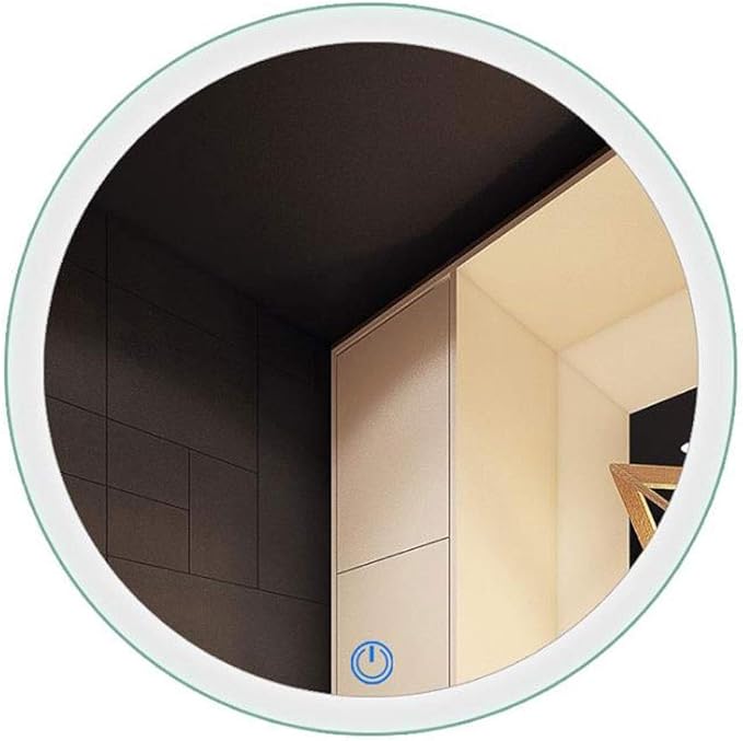 Bathroom Mirror with LED Light and Demister Pad Touch Sensor Wall Mounted Round Makeup Shaving Mirror (Color : Warm Light Size : 60cm) (Warm Light 60cm)