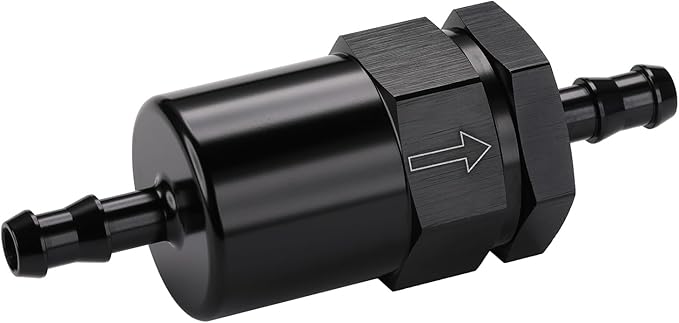 1/4" Billet Inline Fuel Filter 30 Micron Aluminum Black