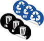 TEHAUX Self-Adhesive Garbage Sorting Stickers Waste Bin Decals for Recycling Identification Material Eco-Friendly Labels for Home Office Use