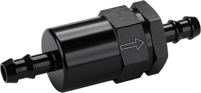 3/8" Billet Inline Fuel Filter 30 Micron Aluminum Black