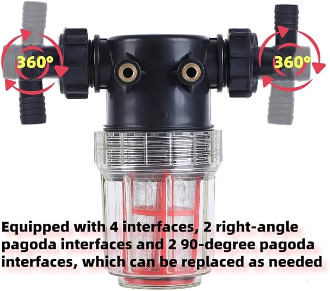 3/4''1/2''hose barb filter, sedimentation filter accessories for inlet water of pressure washer (304 stainless steel, with 40 mesh and 100 mesh filter screens)