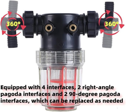 3/4''1/2''hose barb filter, sedimentation filter accessories for inlet water of pressure washer (304 stainless steel, with 40 mesh and 100 mesh filter screens)