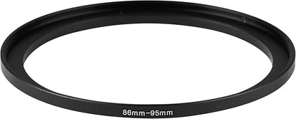 86-95mm Metal Step-Up/Down Ring Adapter Compatible with Mirrorless Cameras DSLR Lens, UV CPL ND Filter Thread Converter, Black
