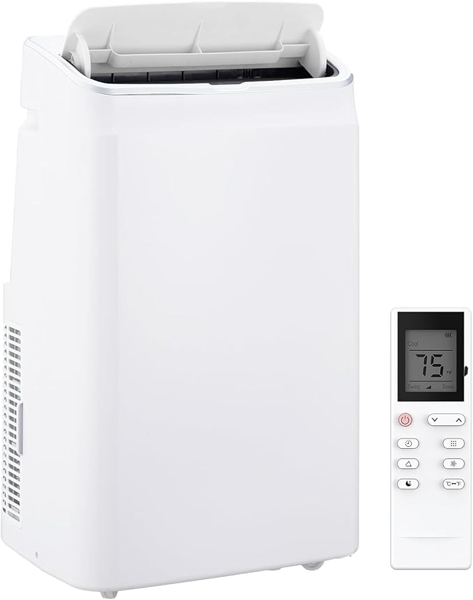 Portable Air Conditioner 14000 BTUs with Cooling, Dehumidifier, Fan 3-in-1 Room AC unit, 3 Air Speeds, 24-Hour Timer, Sleep Mode - Cools up to 750 Sq. Ft. - Ideal for Home, Garage, Office