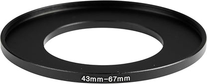 43-67mm Metal Step-Up Ring Adapter Compatible with Mirrorless Cameras DSLR Lens, UV CPL ND Filter Thread Converter, Black