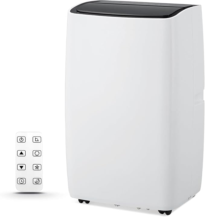 Portable Air Conditioners, 12000 BTU Powerful AC Unit Cools 550 Sq.Ft Spaces, 4-In-1 Air Conditioner Dehumidifier/Fan/Sleep Mode, Remote Control, 24H Time, Window Kit for Rooms/Officess, Black Top