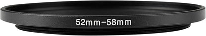 52-58mm Metal Step-Up/Down Ring Adapter Compatible with Mirrorless Cameras DSLR Lens, UV CPL ND Filter Thread Converter, Black