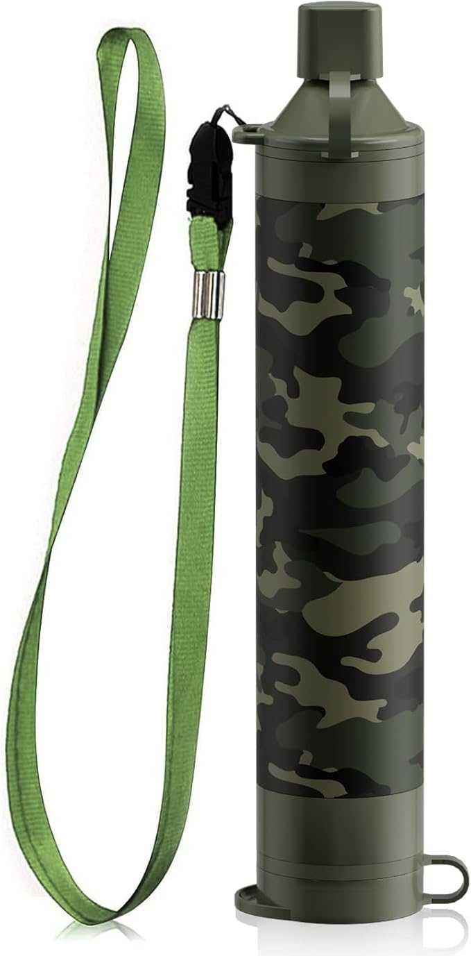 Membrane Solutions Straw Water Filter S1, NSF/ANSI 42&372&401 certificated, Survival Filtration Portable Gear, Emergency Preparedness, Supply for Drinking Hiking Camping Team Family Outing