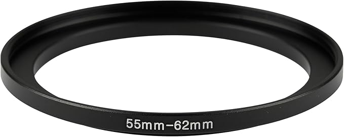 55-62mm Metal Step-Up/Down Ring Adapter Compatible with Mirrorless Cameras DSLR Lens, UV CPL ND Filter Thread Converter, Black