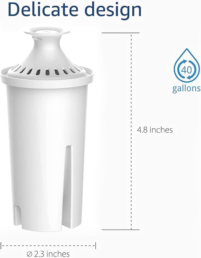 Waterdrop Replacement for Brita® Filters, Pitchers, Dispensers, NSF Certified Pitcher Water Filter, Brita® Classic OB03, Mavea® 107007, 35557, and More, Pack of 6
