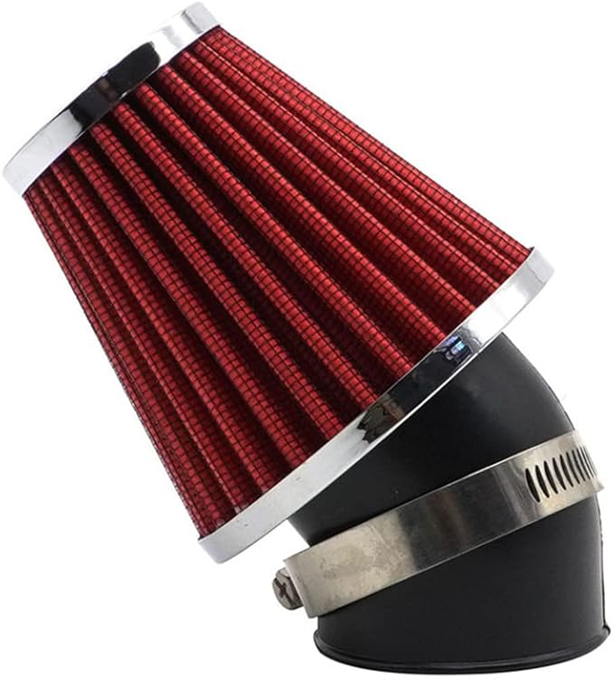 High Performance 48mm Motorcycle Air Filter, Dirt Bike Air Filter Compatible with HONDA YAMAHA SUZUKI ATV SSR TTR Dirt Bike, Inlet ID 48mm-Red