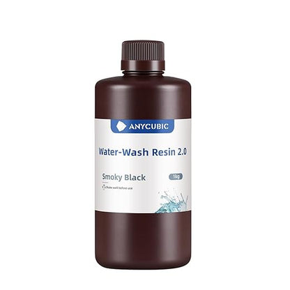 ANYCUBIC Water Washable 3D Printer Resin 2.0, 405nm High Precision 3D Resin, Low Shrinkage Photopolymer Resin for 4K/8K/12K Capable LCD DLP Resin 3D Printer (Smoky Black, 1000g)