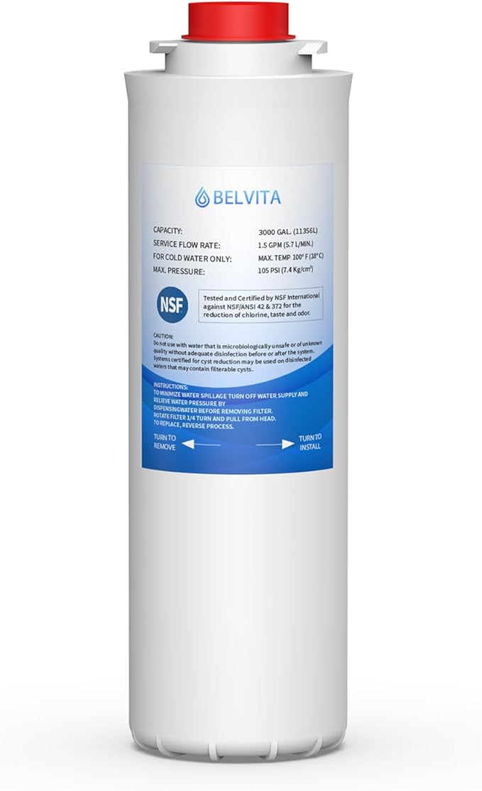 BELVITA Filters Compatible with Elkay® EWF3000 and Ezh20 Bottle Filling Station, Water Filter Replacement for ERF750, 51299C, 55898C (No Chip) 3000 Gallons, 1 Pack