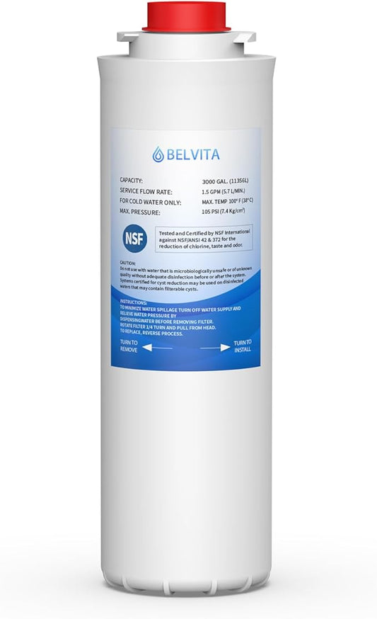 BELVITA Filters Compatible with Elkay® EWF3000 and Ezh20 Bottle Filling Station, Water Filter Replacement for ERF750, 51299C, 55898C (No Chip) 3000 Gallons, 1 Pack