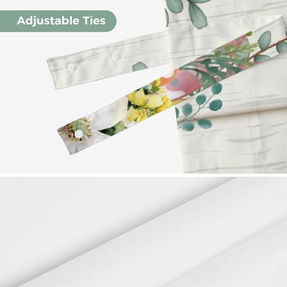 Easter Tie Up Valance Curtains for Windows, Kitchen Curtains Window Shades, Spring Rabbit Ears Foot Colorful Eggs Leaf Floral Light Filtering Roman Curtain Valances for Bedroom/Bathroom/Cafe 60"x18"