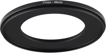 77mm to 49mm Step Up Ring Filter Adapter Black Metal Step up Adapter Rings Compatible with All Brand UV CPL ND Camera Lens Filter Step Down Ring (77mm-49mm)