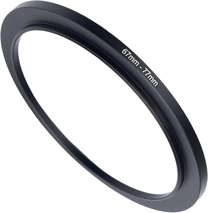 67mm to 77mm Step-up Adapter Rings Filter Adapter Black Metal Step Down Filter Ring Adapter Compatible with All Brand UV CPL ND Camera Lens Filter Stepping Rings (67mm-77mm)