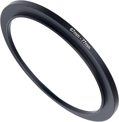 67mm to 77mm Step-up Adapter Rings Filter Adapter Black Metal Step Down Filter Ring Adapter Compatible with All Brand UV CPL ND Camera Lens Filter Stepping Rings (67mm-77mm)