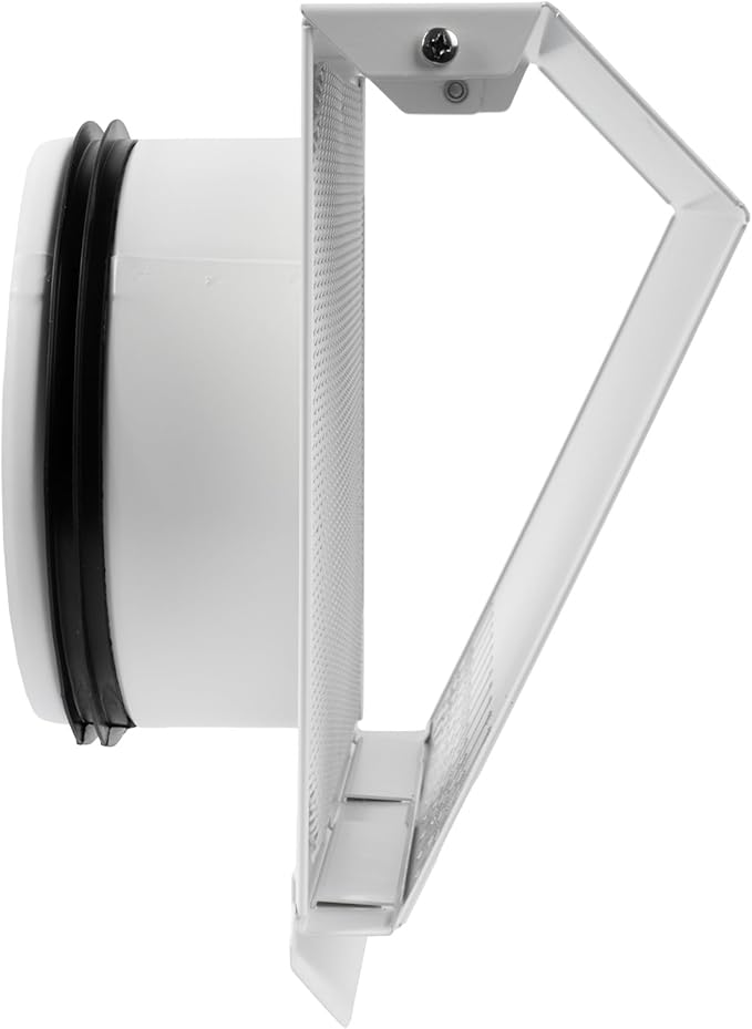 Vent Systems 6" Inch Air Supply Vent Cover with Rubber Gasket - White Galvanized Steel - Robust Weatherproof Outdoor Air Intake Box - Duct or Surface Mounting - Rain and Snow Protection