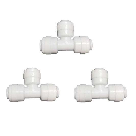 Malida 3/8" 3-Way Union Tee Tube Quick Connect Push Fit Water Purifiers Filters Reverse Osmosis Sysems (Pack of 3)