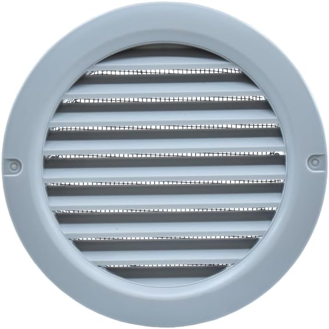 VENTS-US - 4" Round Plastic Light Gray Vent Cover with Built-in Insect Screen and Flange for Air Supply or Exhaust Air Applications - Compatible with a 4 Inch Duct Diameter (6-Pack)