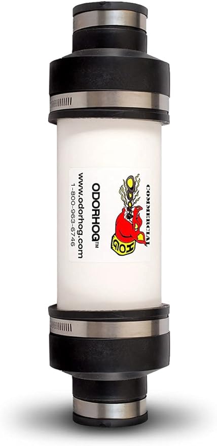 OdorHog Vent Stack Pipe Filter, PVC Inline Model - Removes Outdoor Septic and Sewer Odor Problems (1.5-inch)