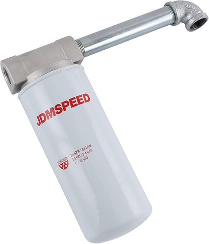 1200KTF7018 Fuel Filter Spin-on Particulate Replacement for Transfer Pump FR112 FR1210G FR610G 25 GPM 3/4” with 1200KTG9075 Filter Head and 3/4” ST Elbow and 3/4 x 7” Nipple