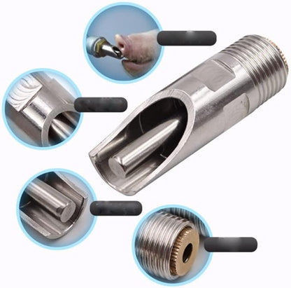 Automatic Pig Drinkers, 5 Pieces Thread Stainless Steel Automatic Pig Nipple Fountains Waterers with Copper Hat Duck Nozzle for Sows Piglets Drinking Water