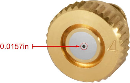 KUWAN 0.016" Orifice (0.4mm) Thread UNC 10/24 Brass Misting Nozzles Low Pressure Atomizing Misting Sprayer Water Hose Nozzle for Greenhouse, Landscaping, Outdoor Cooling Mister System (5PCS)