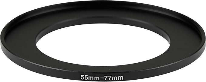 55-77mm Metal Step-Up/Down Ring Adapter Compatible with Mirrorless Cameras DSLR Lens, UV CPL ND Filter Thread Converter, Black