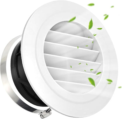 Soffit Vents 4 Inch, Round Exhaust Air Vent Cover with Built-in Fly Screen for Bathroom Kithchen Office Home, White 1P 100mm