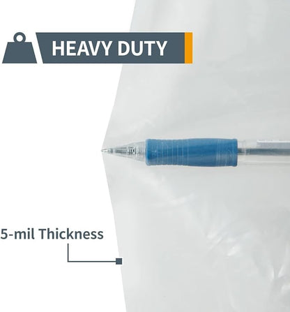 POWERTEC 70426 Dust Collector Bags and Clamp Set | 21" x 31" x 1 Micron Filter Upper Bag with 19-1/8 Inch Band Clamp and 5pc Clear Plastic Dust Collection Bags 20" x 43"