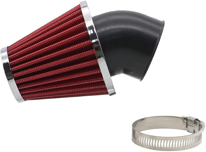 High Performance 48mm Motorcycle Air Filter, Dirt Bike Air Filter Compatible with HONDA YAMAHA SUZUKI ATV SSR TTR Dirt Bike, Inlet ID 48mm-Red