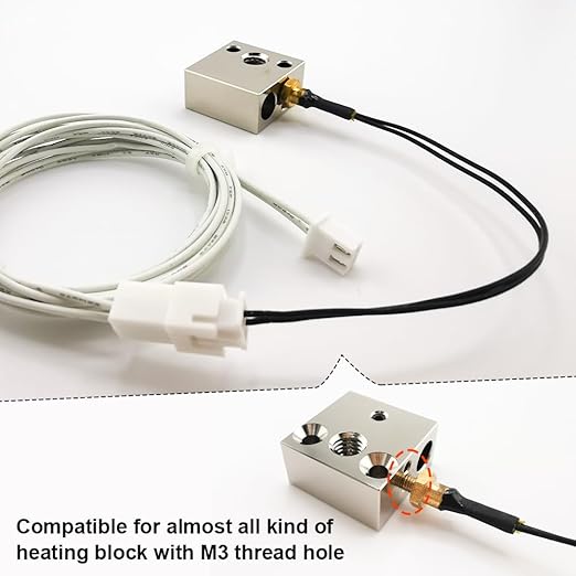 Ender 3 v2 Thermistor M3 300℃ Upgrade, 3D Printer NTC 100K 3950 Ender 3 M3 Stud Thermistor with 1M Extended Cable Use for Ender 3/Ender 3 V2,Ender 3 Pro/Ender 5, CR10 3D Printer Hotend, 1.1m/43.3inch