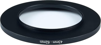 43mm to 62mm Step-Up Ring Filter Adapter for All Brands UV ND CPL Metal Ring Step-Up Rings Adapter Filter (43mm-62mm)