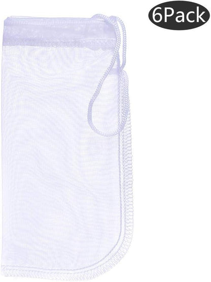 ALEGI Media Filter Bag Aquarium Extra Fine,Reusable 180 Micron Drawstring Mesh Filter Bags for Very Fine Resins Filter (7.5"*3.6" (6 Pack))