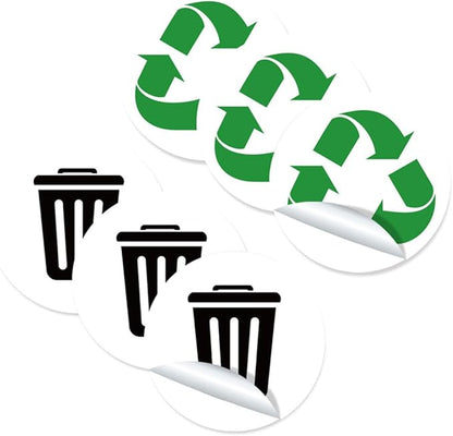 BESTOYARD 6-Pack Adhesive Garbage Classification Decals Waterproof Waste Sorting Stickers for Trash Can Organization