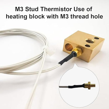 Ender 3 M3 Thermistor 300°C 1m/39.4Inch, 3D Printer M3 Stud Thermistor, NTC 100K 3950 Thermistor Use for Ender 3/Ender 3 Pro/Ender 3 v2 CR10,CR10s J-Head 3D Printer Hotend Thermistor,