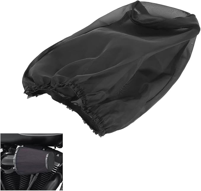 Air Intake Filter Sock Cover, Air Cleaner Protective Cover, Motorcycle Waterproof Air Filter Rain Sock Dustproof Protective Cover Fit for Harley (Size L), Black#L