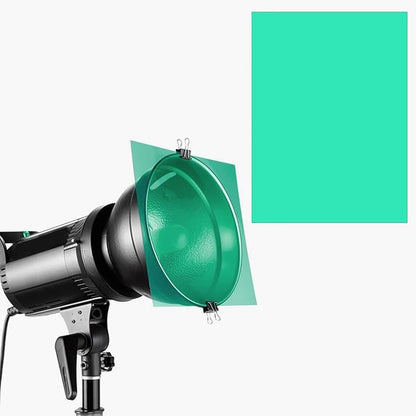 Lystaii 9pcs Gel Light Filter Color Correction Colored Overlays Transparent Color Film Lighting Gel Filter Plastic Sheets Correction 11.7 by 8.3 Inches for Film, Video, Photo, Stage (Green)