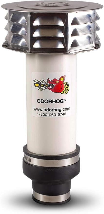 OdorHog Metal Cap Clamp On Vent Stack Pipe Filter 2", PVC, Removes Outdoor Septic and Sewer Odor Problems