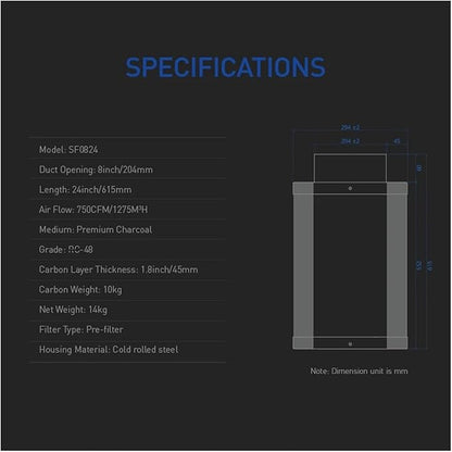 8 * 24 Inch Activated Carbon Filter Sheets Air Filter