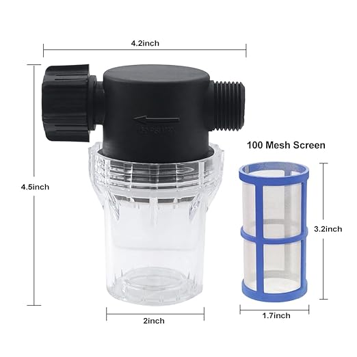 GIEX 100 Mesh Garden Hose Filter with Quick Connect, 3/4" GHT Thread Inline Sediment Trap for Pressure Washers, Sprinkler Systems & General Garden Irrigation