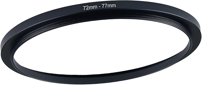 72mm to 77mm Step-up Adapter Rings Filter Adapter Black Metal Step Down Filter Ring Adapter Compatible with All Brand UV CPL ND Camera Lens Filter Stepping Rings (72mm-77mm)