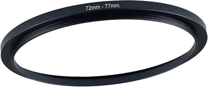 72mm to 77mm Step-up Adapter Rings Filter Adapter Black Metal Step Down Filter Ring Adapter Compatible with All Brand UV CPL ND Camera Lens Filter Stepping Rings (72mm-77mm)