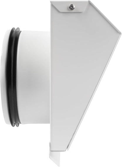 Vent Systems 6" Inch Exhaust Vent Cover with Rubber Gasket - White Galvanized Steel - Robust and Weatherproof Outdoor Air Exhaust Box - Duct or Surface Mounting - Rain and Snow Protection