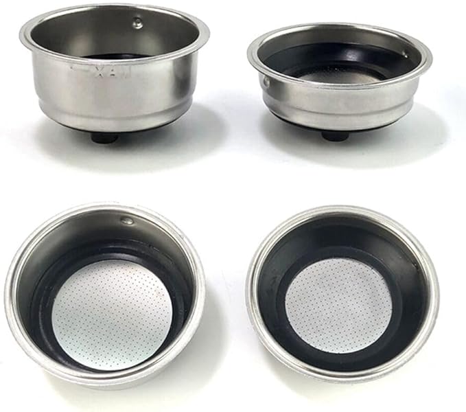 2-Pack Pressurized Coffee Filter Basket 51mm Portafilter Basket for Espresso Machine Single and Double Serving(Detachable basket set)