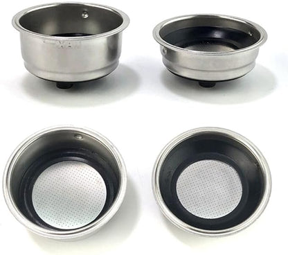 2-Pack Pressurized Coffee Filter Basket 51mm Portafilter Basket for Espresso Machine Single and Double Serving(Detachable basket set)